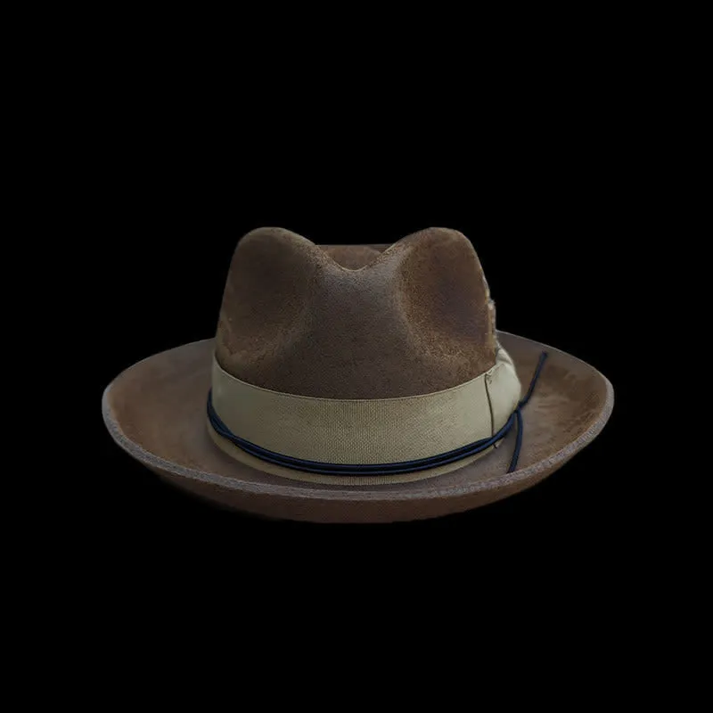 Camel Distressed Feather Decoration Felt Cowboy Hat sold by FloralTrip product image thumbnail 3