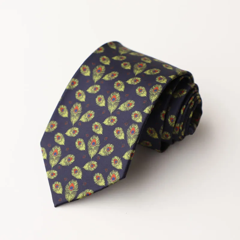 Men's Navy & Green Peacock Feather Suit Necktie sold by FloralTrip
