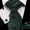 3Pcs Men's Mysterious Dark Green & Black Paisley Necktie Set sold by FloralTrip