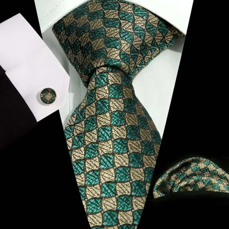 3Pcs Men's Gentlement Checked Plaid Necktie Set made by FloralTrip
