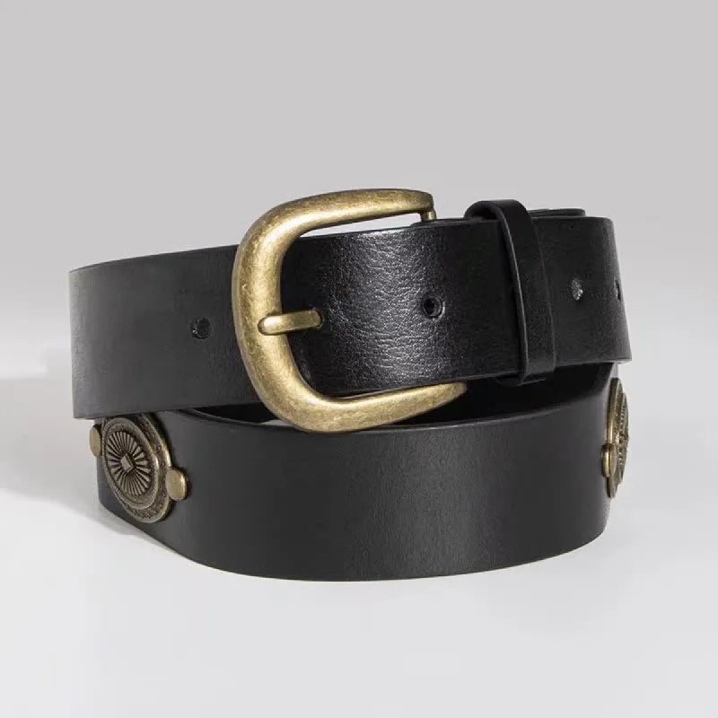 Women's Concho Rivets Metal Decoration Leather Belt sold by FloralTrip