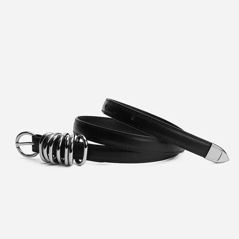 Women's Personalized Punk Style Metal Ring Buckle Leather Belt sold by FloralTrip product image thumbnail 2