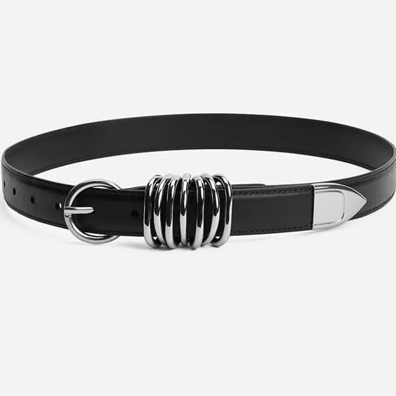 Women's Personalized Punk Style Metal Ring Buckle Leather Belt sold by FloralTrip product image thumbnail 3