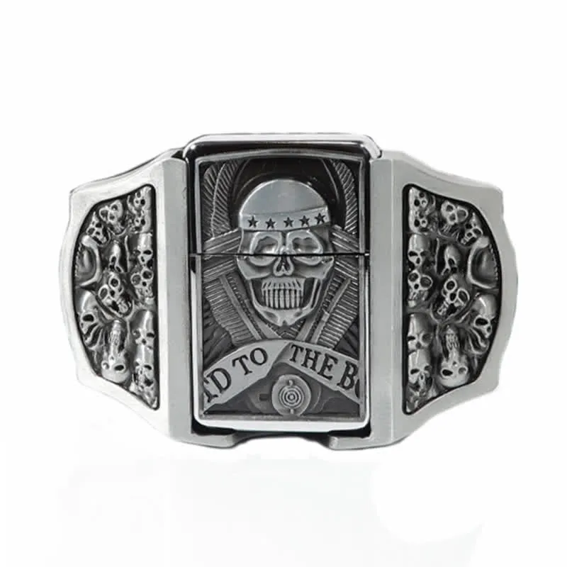 Men's DIY Skull Head Leather Belt with Hidden Lighter sold by FloralTrip product image thumbnail 3