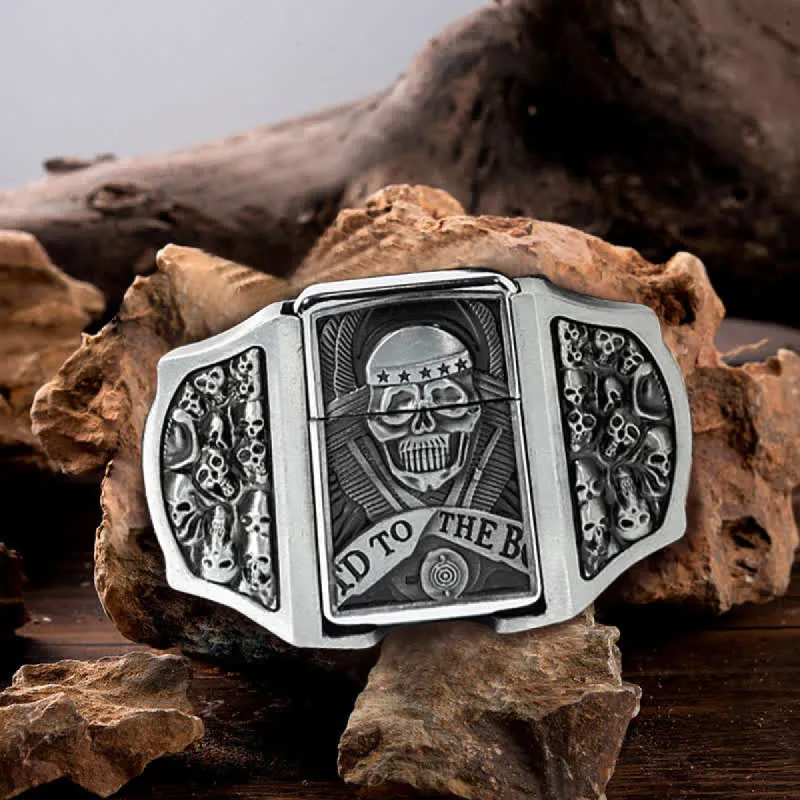 Men's DIY Skull Head Leather Belt with Hidden Lighter sold by FloralTrip