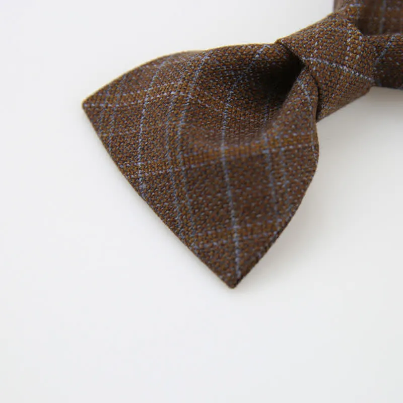 Men's British Style Vintage Dark Brown Plaid Bow Tie sold by FloralTrip product image thumbnail 4