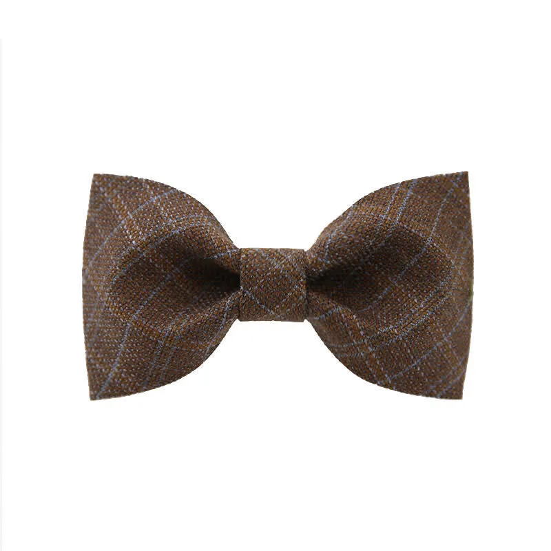 Men's British Style Vintage Dark Brown Plaid Bow Tie sold by FloralTrip product image thumbnail 5