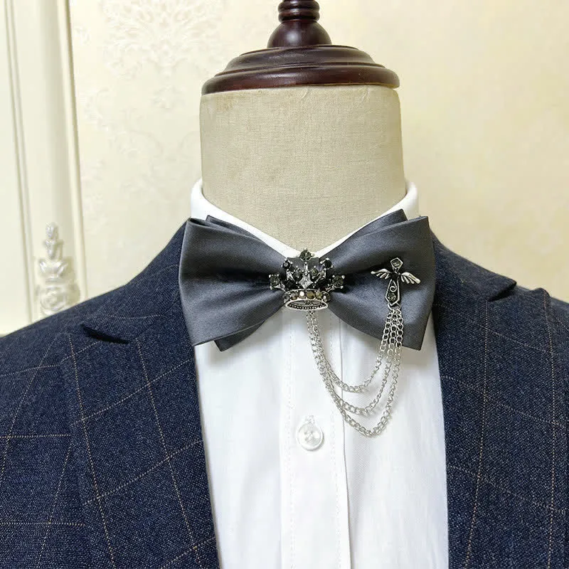 Men's Silver Metal Crown & Cross Chain Bow Tie sold by FloralTrip product image thumbnail 5