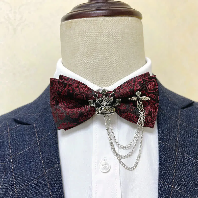 Men's Silver Metal Crown & Cross Chain Bow Tie sold by FloralTrip product image thumbnail 3