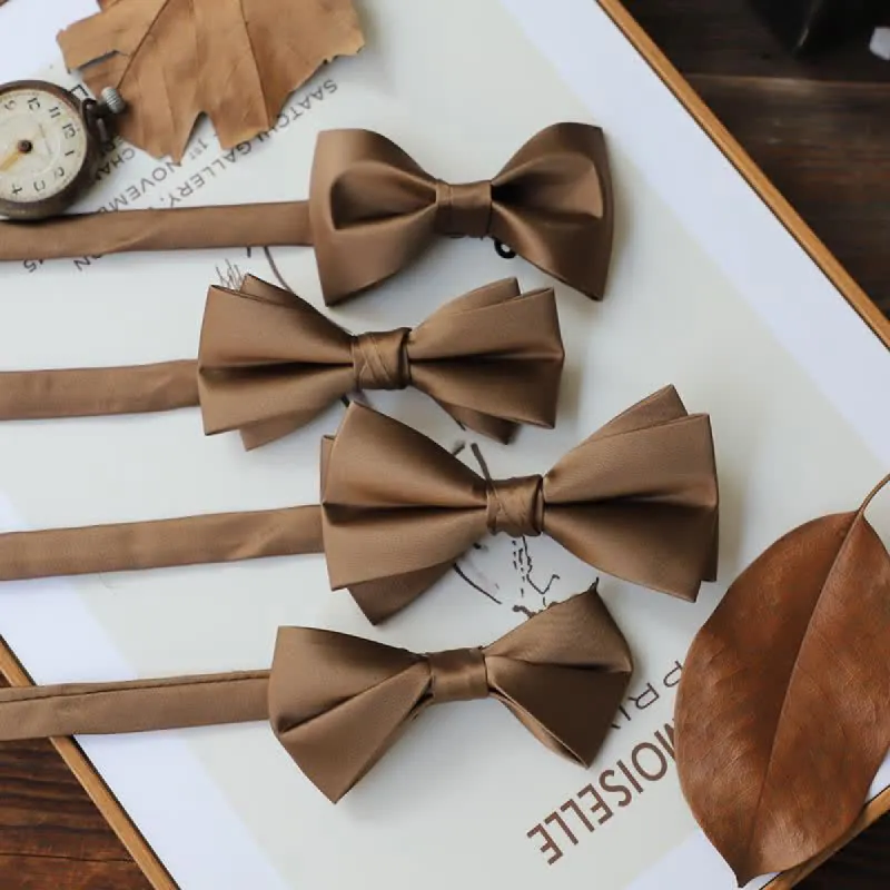 Men's Solid Coffee Brown Color Series Bow Tie sold by FloralTrip
