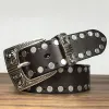 Western Two Rows Round Rivets Studded Leather Belt sold by FloralTrip