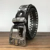 Western Two Rows Round Rivets Studded Leather Belt sold by FloralTrip