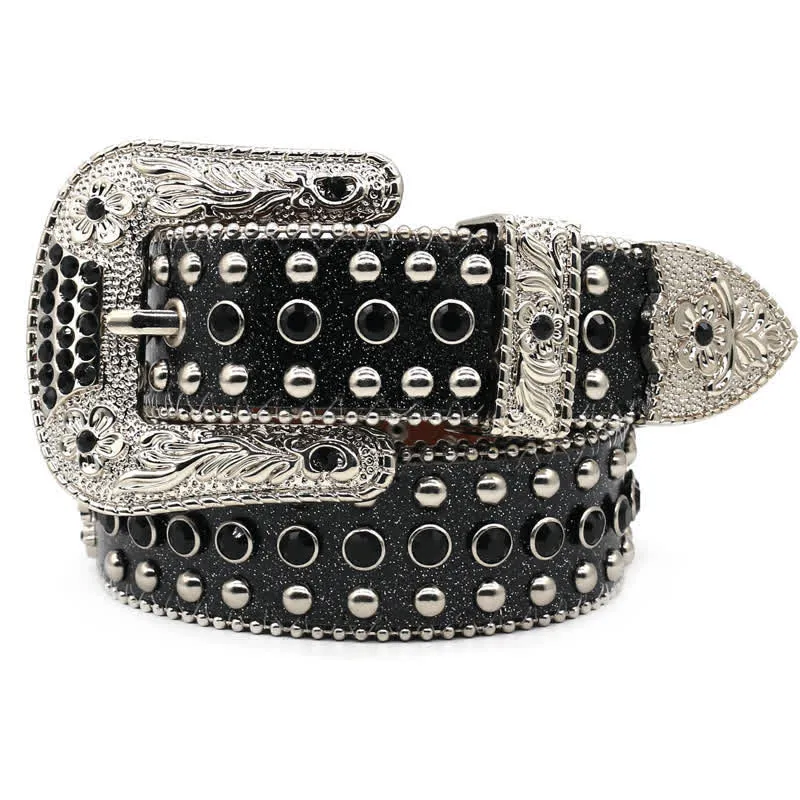 Western Bling Cross Rivet Studs Leather Belt sold by FloralTrip product image thumbnail 3