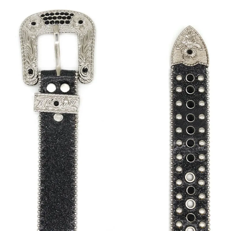 Western Bling Cross Rivet Studs Leather Belt sold by FloralTrip product image thumbnail 5