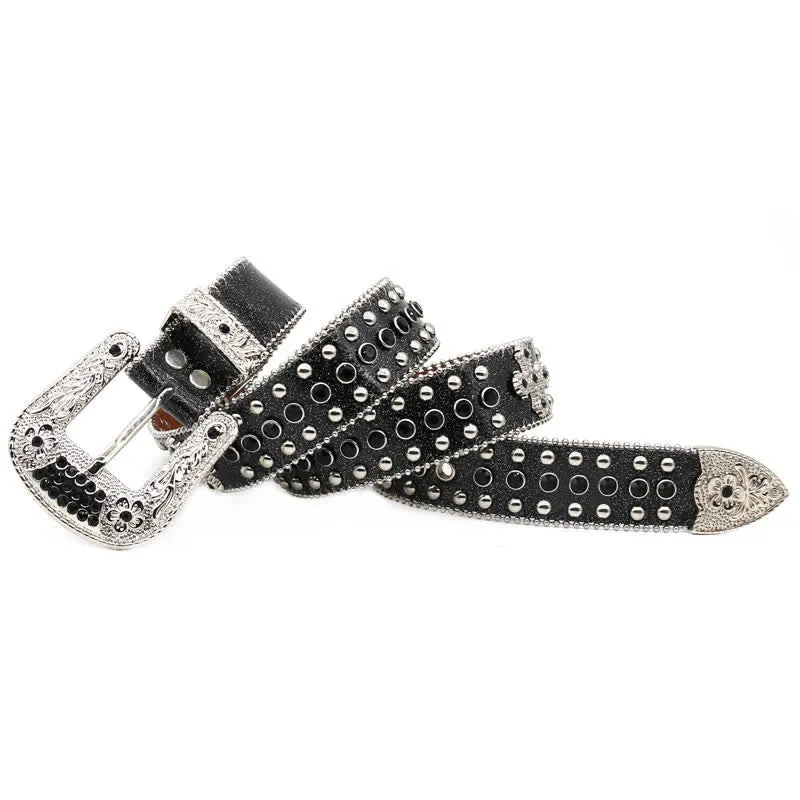 Western Bling Cross Rivet Studs Leather Belt sold by FloralTrip product image thumbnail 2