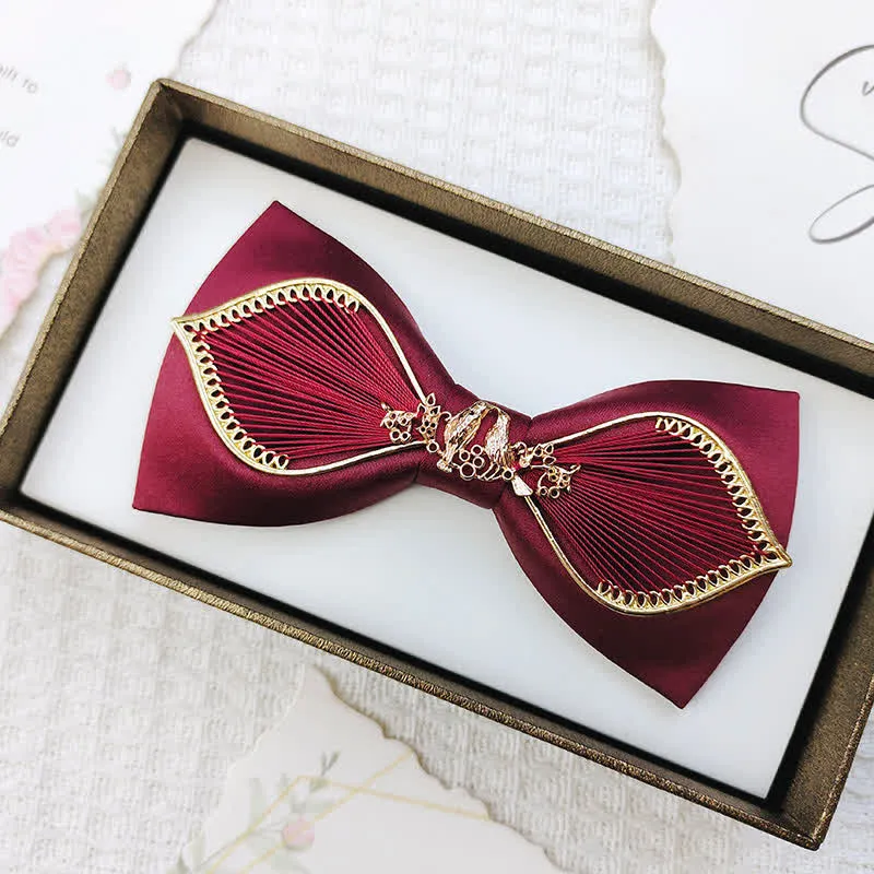 Men's Gold Bird Leaves Floral Pattern Wedding Bow Tie sold by FloralTrip product image thumbnail 2