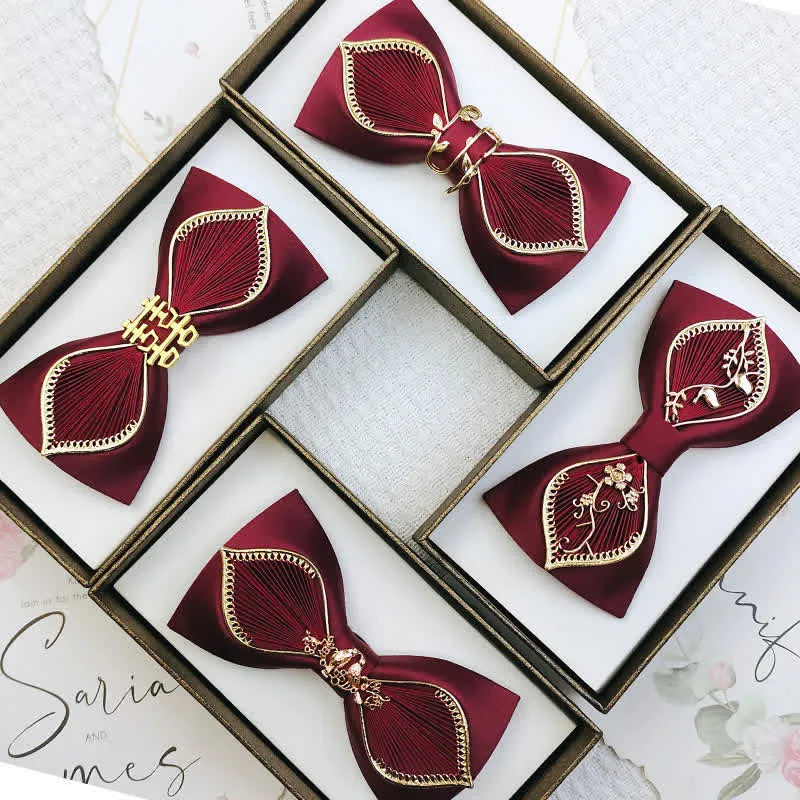 Men's Gold Bird Leaves Floral Pattern Wedding Bow Tie sold by FloralTrip product image thumbnail 3