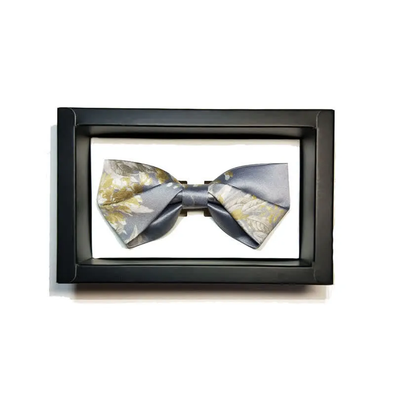 Men's Elegant Gray Yellow & White Floral Bow Tie sold by FloralTrip product image thumbnail 5