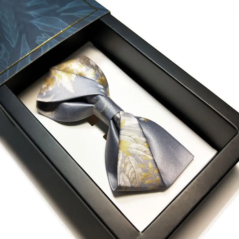 Men's Elegant Gray Yellow & White Floral Bow Tie sold by FloralTrip product image thumbnail 4