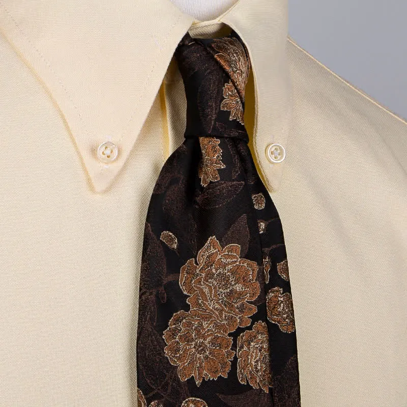 Men's Navy Brown Elegant Floral Leaves Necktie sold by FloralTrip product image thumbnail 4