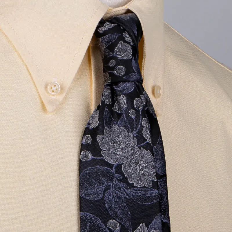 Men's Navy Brown Elegant Floral Leaves Necktie sold by FloralTrip