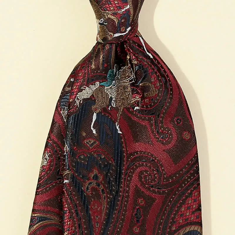 Men's Burgundy Horse Paisley Embroidery Necktie sold by FloralTrip product image thumbnail 4
