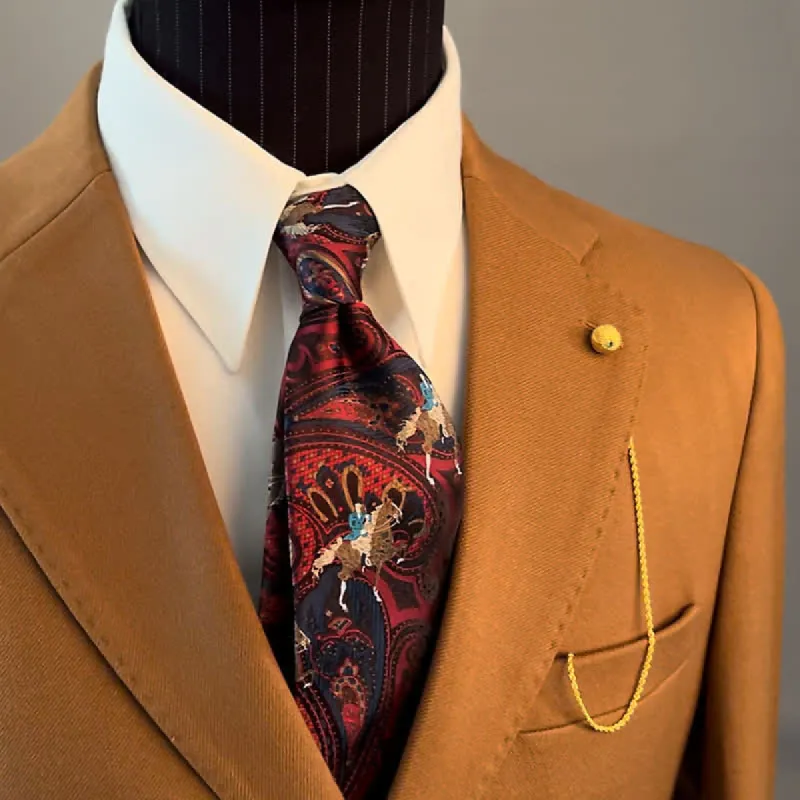 Men's Burgundy Horse Paisley Embroidery Necktie sold by FloralTrip