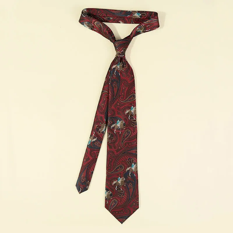 Men's Burgundy Horse Paisley Embroidery Necktie sold by FloralTrip product image thumbnail 3