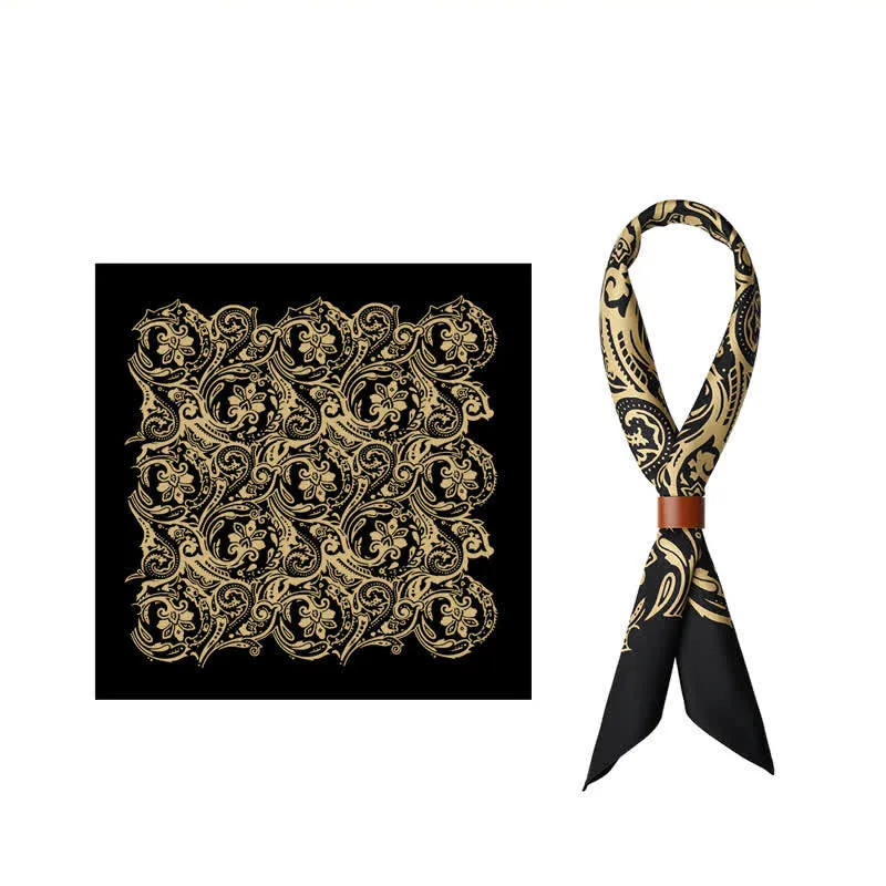 Black & Gold Vintage Floral Pattern Square Scarf sold by FloralTrip