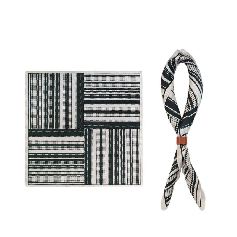 White & Black Striped Design Square Scarf sold by FloralTrip
