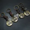 Vintage Woven 12 Constellation Pendant Leather Keychain sold by FloralTrip