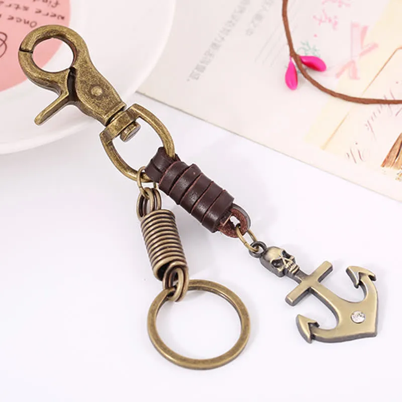 Charming Boat Anchor Skull Leather Keychain sold by FloralTrip product image thumbnail 4