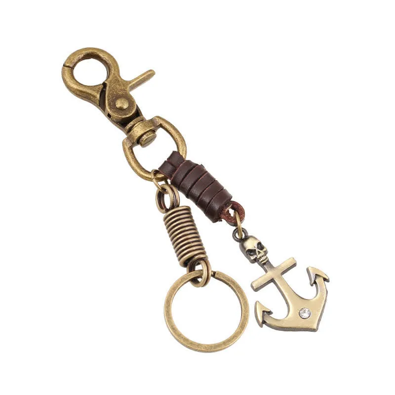 Charming Boat Anchor Skull Leather Keychain sold by FloralTrip product image thumbnail 2