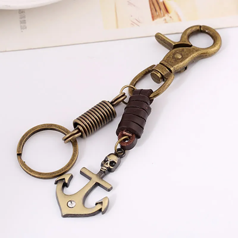 Charming Boat Anchor Skull Leather Keychain sold by FloralTrip product image thumbnail 5