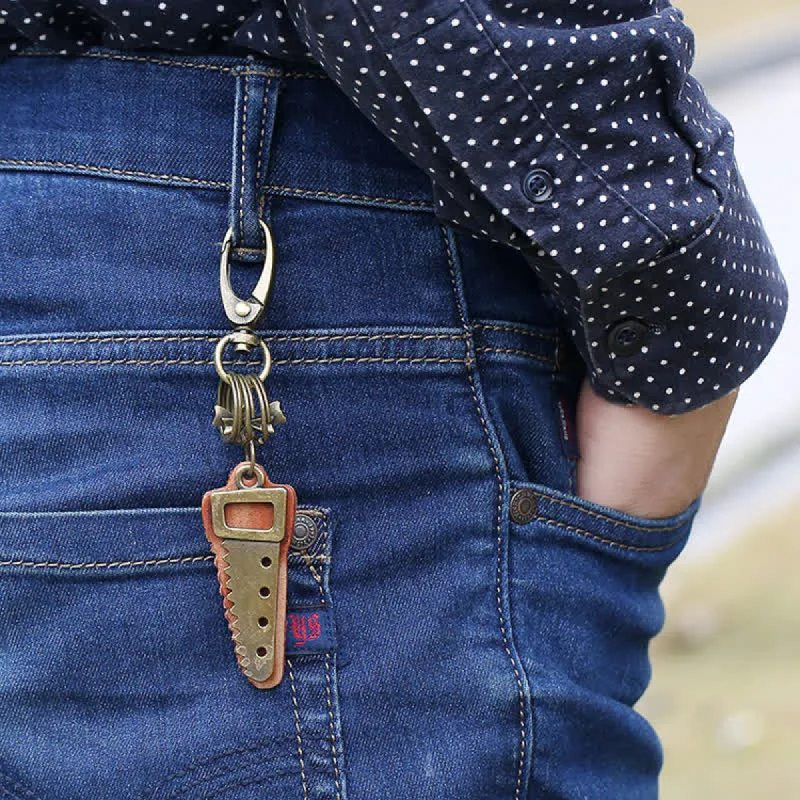 Bronze Saw Creative Bow Knot Leather Keychain sold by FloralTrip