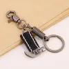Street Style Hammer Carved Skull Leather Keychain sold by FloralTrip