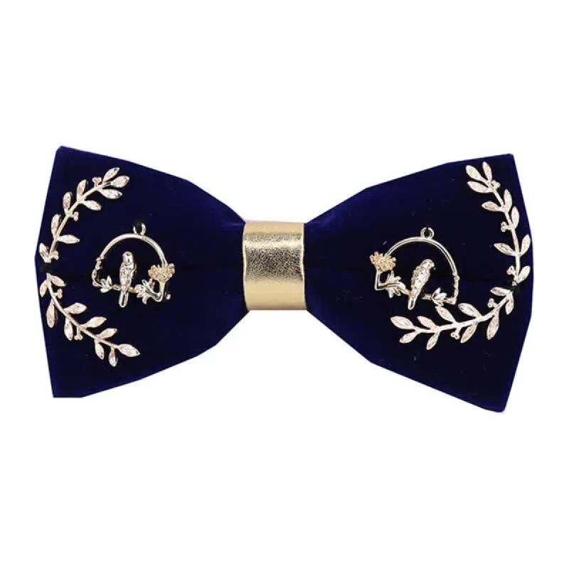 Men's Gold Applique Metal Leaf Decoration Bow Tie sold by FloralTrip