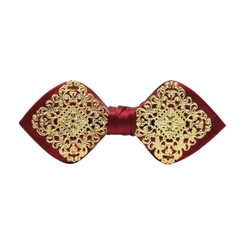 Men's Palace Pattern Gold Metal Pointed Bow Tie sold by FloralTrip