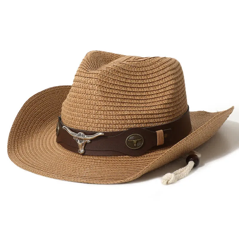 Cattle Decor Summer Beach Sunscreen Straw Hat sold by FloralTrip