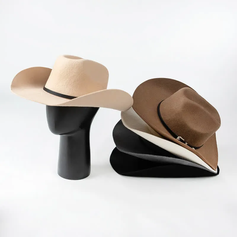Various Solid Colors Black Leather Strap Cowboy Hat sold by FloralTrip product image thumbnail 4