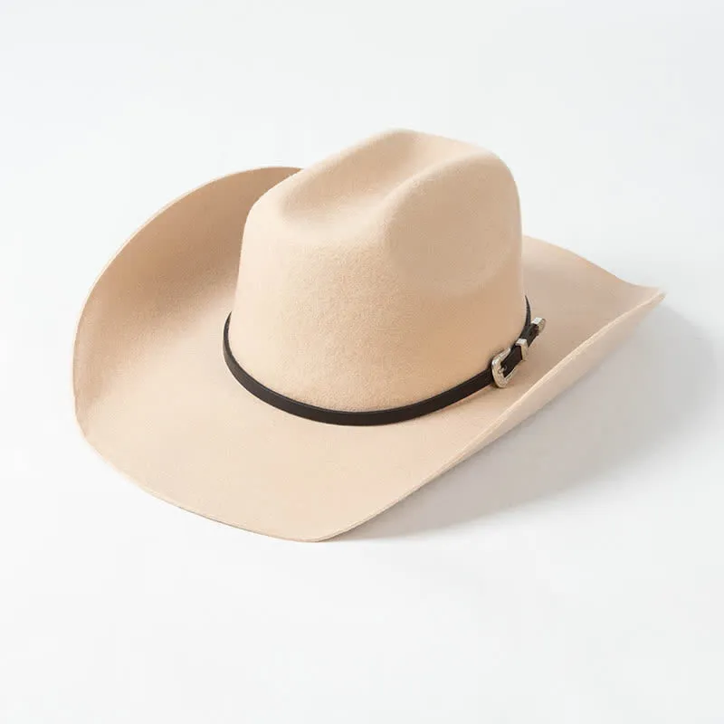Various Solid Colors Black Leather Strap Cowboy Hat sold by FloralTrip