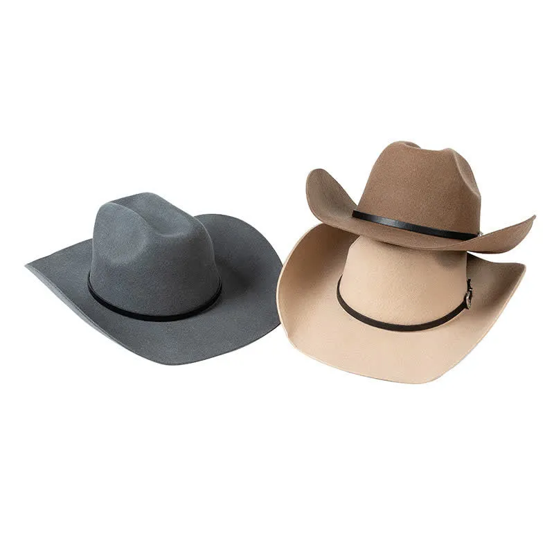 Various Solid Colors Black Leather Strap Cowboy Hat sold by FloralTrip product image thumbnail 3