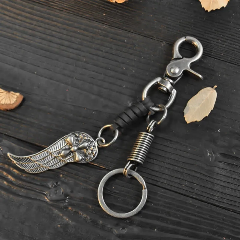 Small Cross Angel Wings Ornaments Leather Keychain sold by FloralTrip product image thumbnail 2