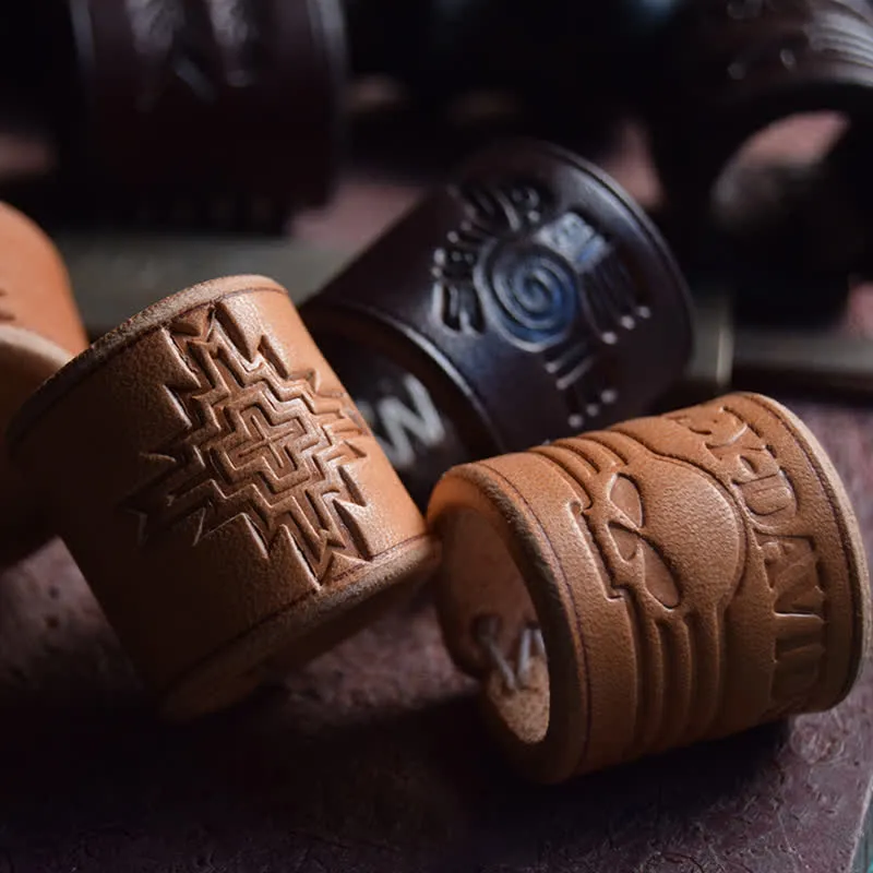 Casual Wear Style Viking Pattern Leather Scarf Ring sold by FloralTrip