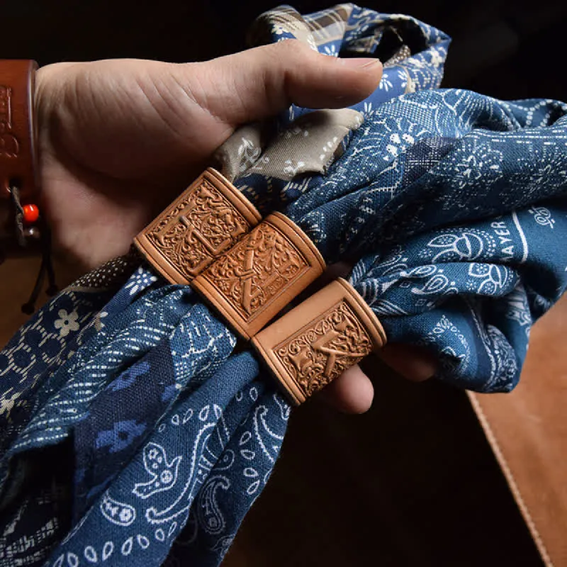 Embossing English Letter A-Z Pattern Leather Scarf Ring sold by FloralTrip