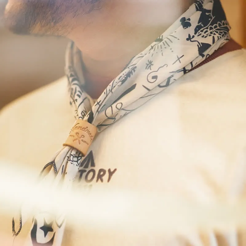 Ivory Sailing Pattern Square Scarf Leather Scarf Buckle sold by FloralTrip