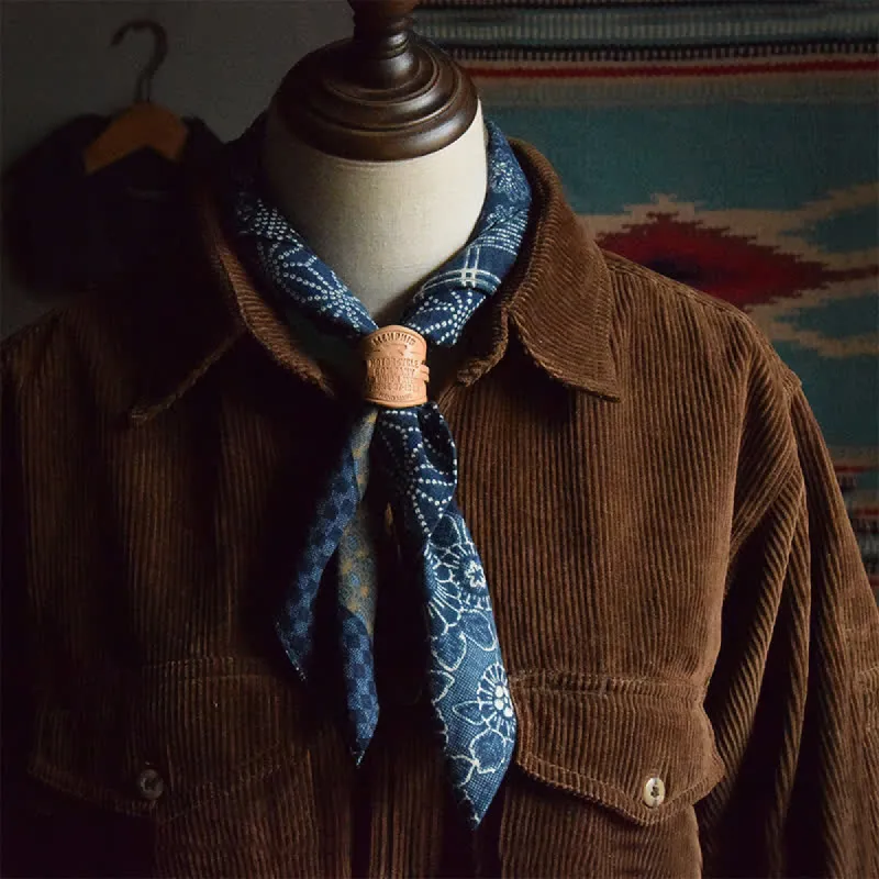 Blue Patchwork Square Scarf with Leather Scarf Buckle sold by FloralTrip