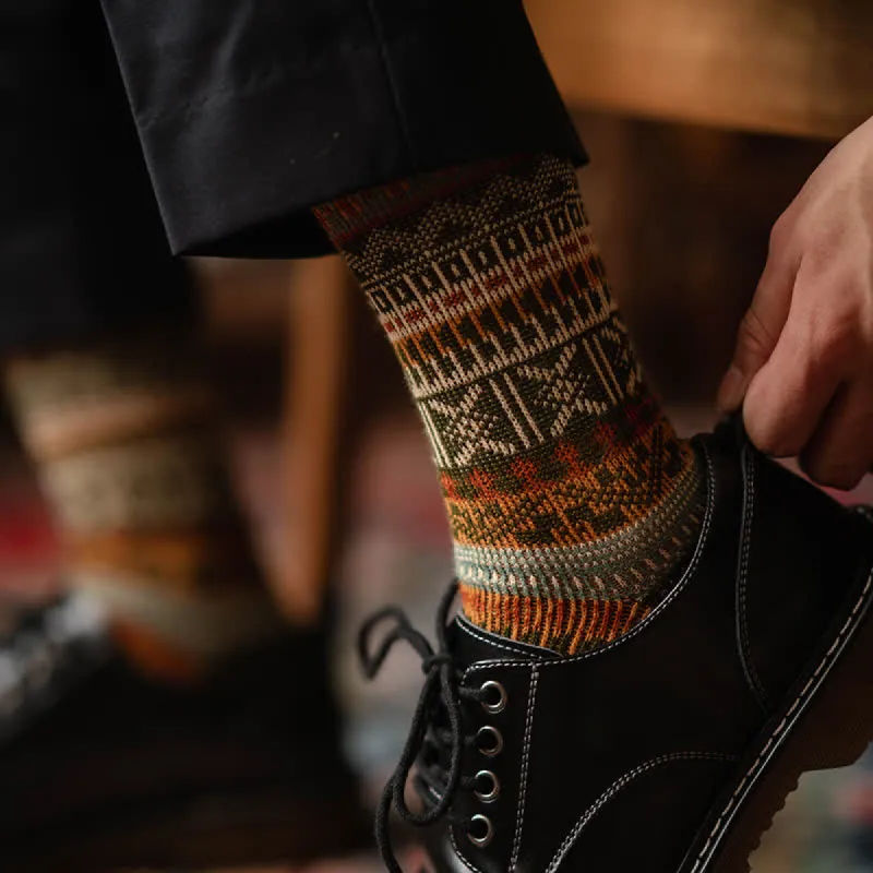 Men's Bold Colorful Knit Pattern Cotton Socks sold by FloralTrip