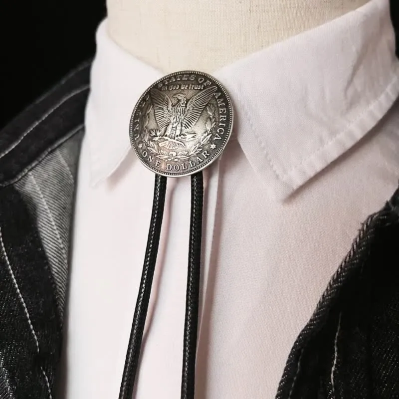 Round Flying Eagle Antique Silver Bolo Tie sold by FloralTrip