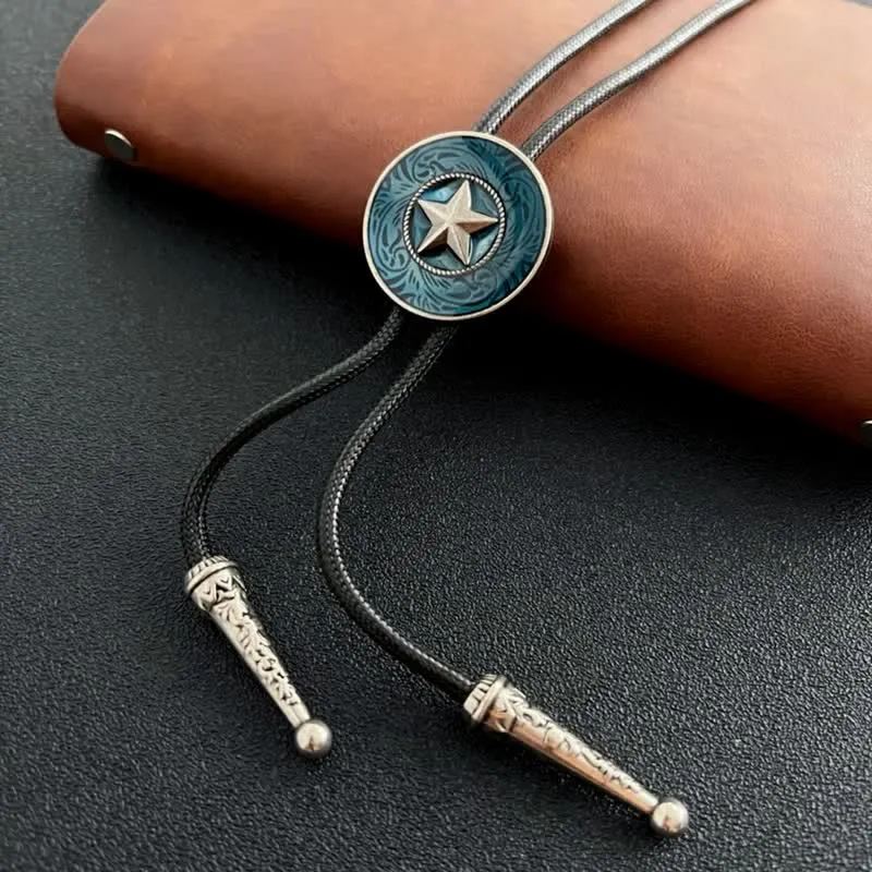 Stylish Five-Pointed Star Blue Glaze Bolo Tie sold by FloralTrip